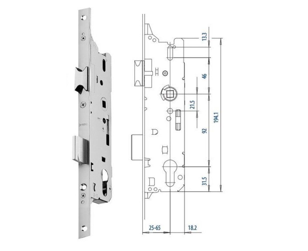 Zamek do drzwi zewnętrznych 803 20/55/92/8 PZ- fot-