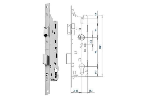 Zamek do drzwi zewnętrznych 803 20/55/92/8 PZ Fuhr Ocynk srebrny