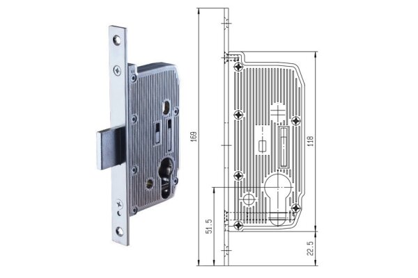 Zamek dodatkowy do drzwi zewnętrznych 863 16/35 PZ Fuhr Ocynk srebrny