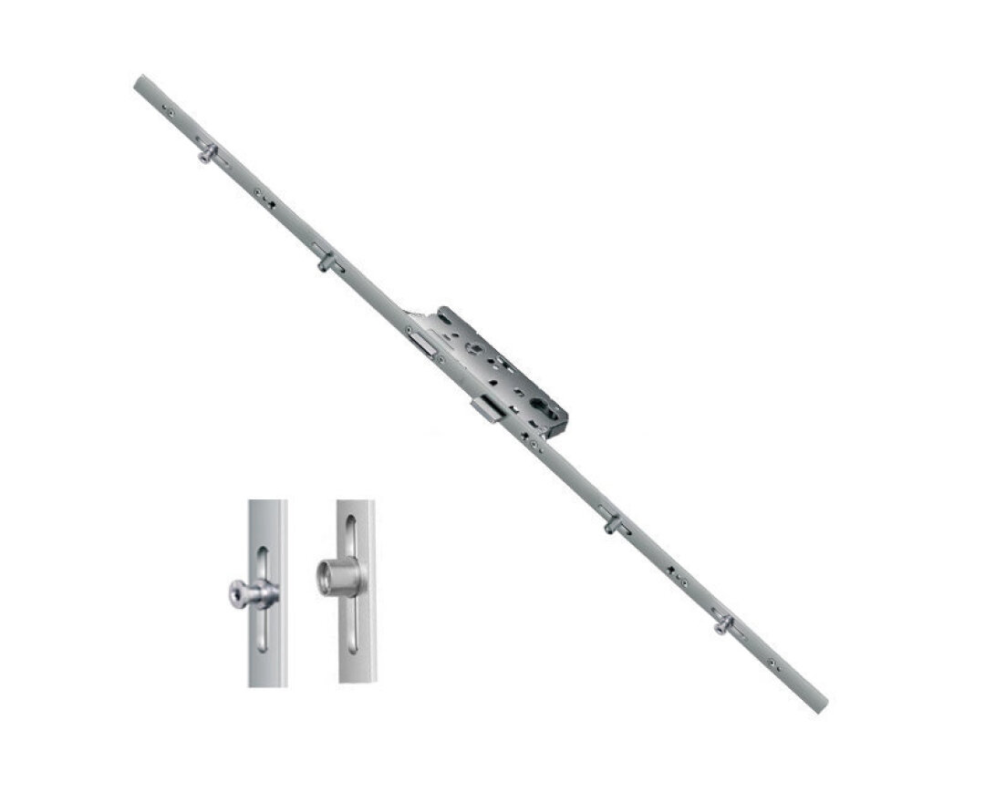 Zasuwnica drzwiowa 856 16/25/92/8 sterowana klamką - ślizgi + grzybki- fot-