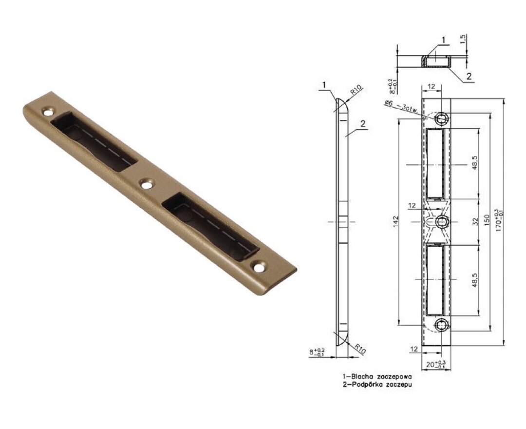 Zaczep zamka głównego Metalplast 20 mm- fot-