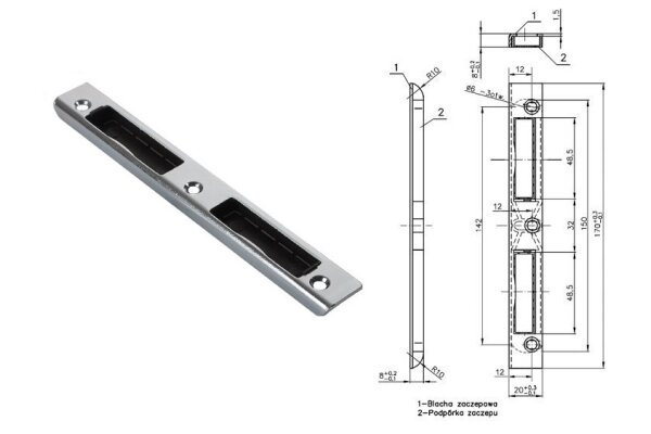 Zaczep zamka głównego Metalplast 20 mm Dom Polska Ocynk srebrny