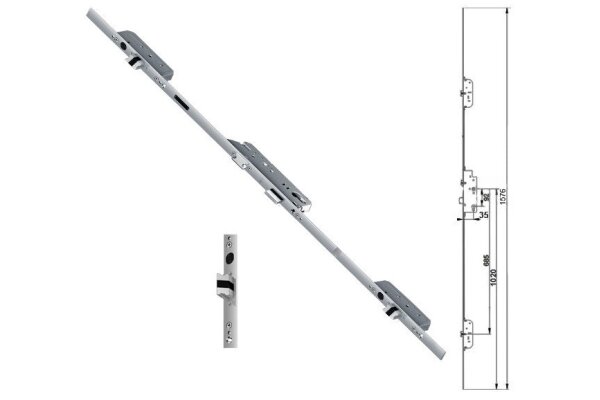 Zasuwnica drzwiowa 833 16/35/92/8 automat - języki, do niskich drzwi Fuhr Ocynk srebrny