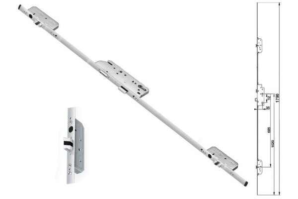 Zasuwnica drzwiowa 833 U24/35/92/8 automat 1790mm Fuhr Ocynk srebrny