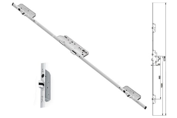 Zasuwnica drzwiowa 833 U24/45/92/8 automat 1790mm Fuhr Ocynk srebrny