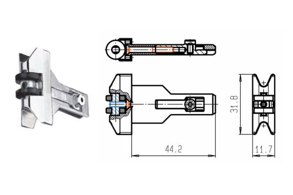 Rolka wymienna dormas 45 mm Fuhr Ocynk srebrny