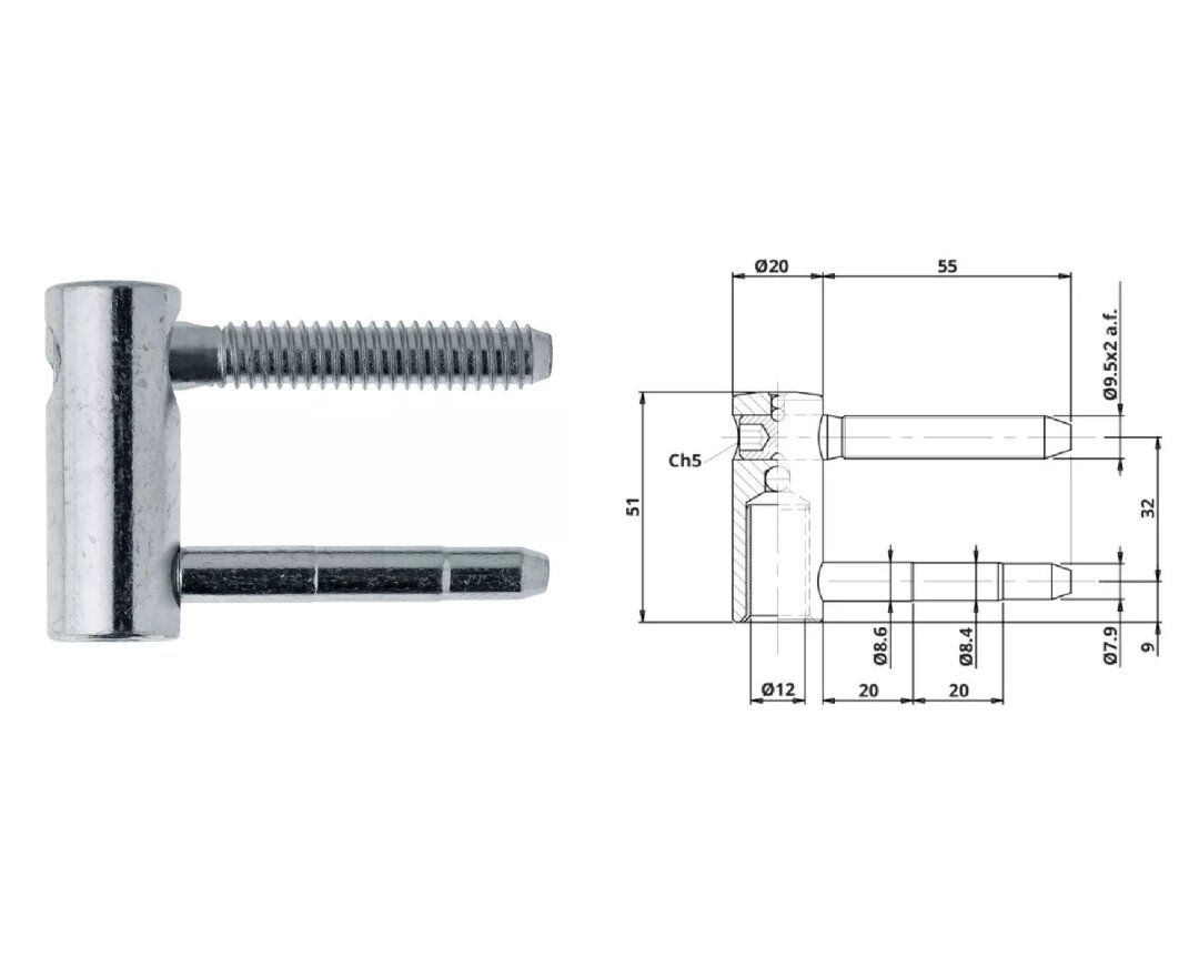 GÓRNA CZĘŚĆ ZAWIASU EXACTA 3-D OT 495 200 9,5x55mm (2T) 6 szt.- fot-