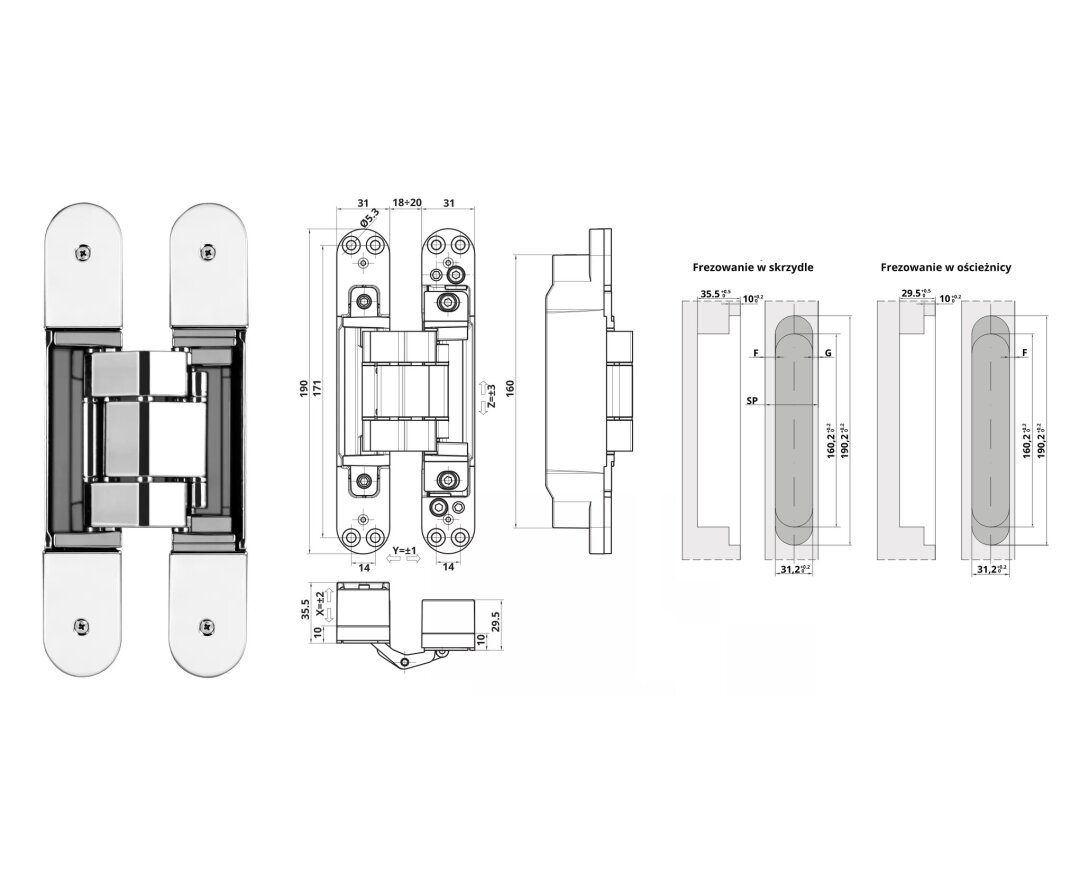 ZAWIAS WPUSZCZANY INVISACTA 310 3-D 120 KG (4 NASADKI)- fot-
