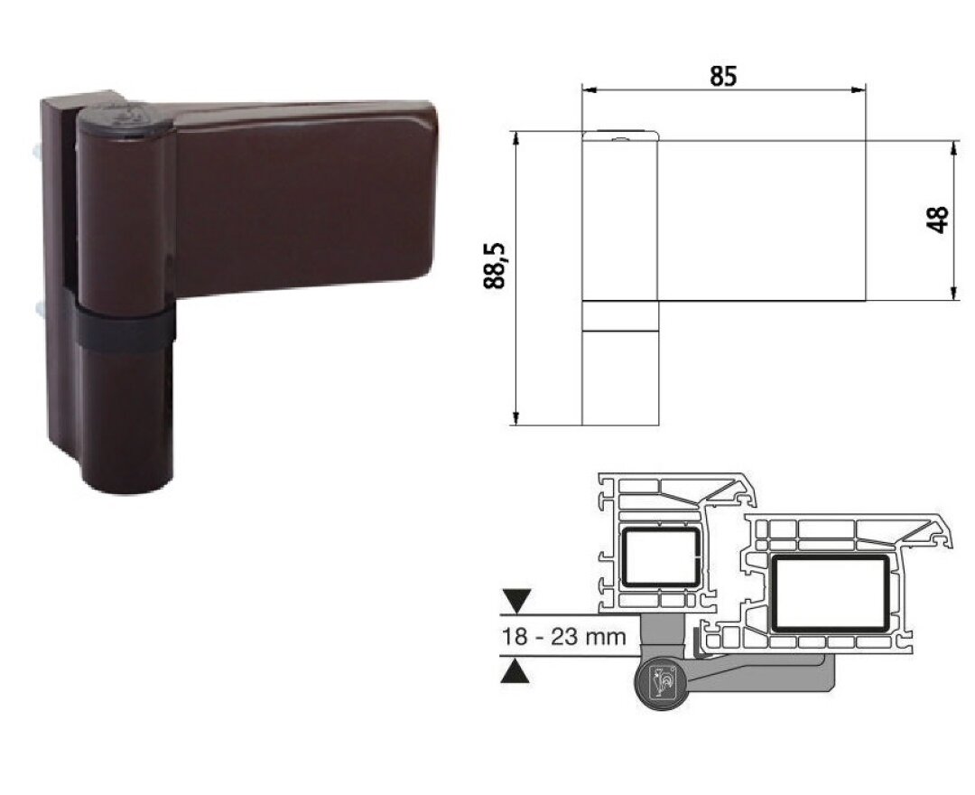 Zawias do drzwi PVC KT-SV 18-23- fot-