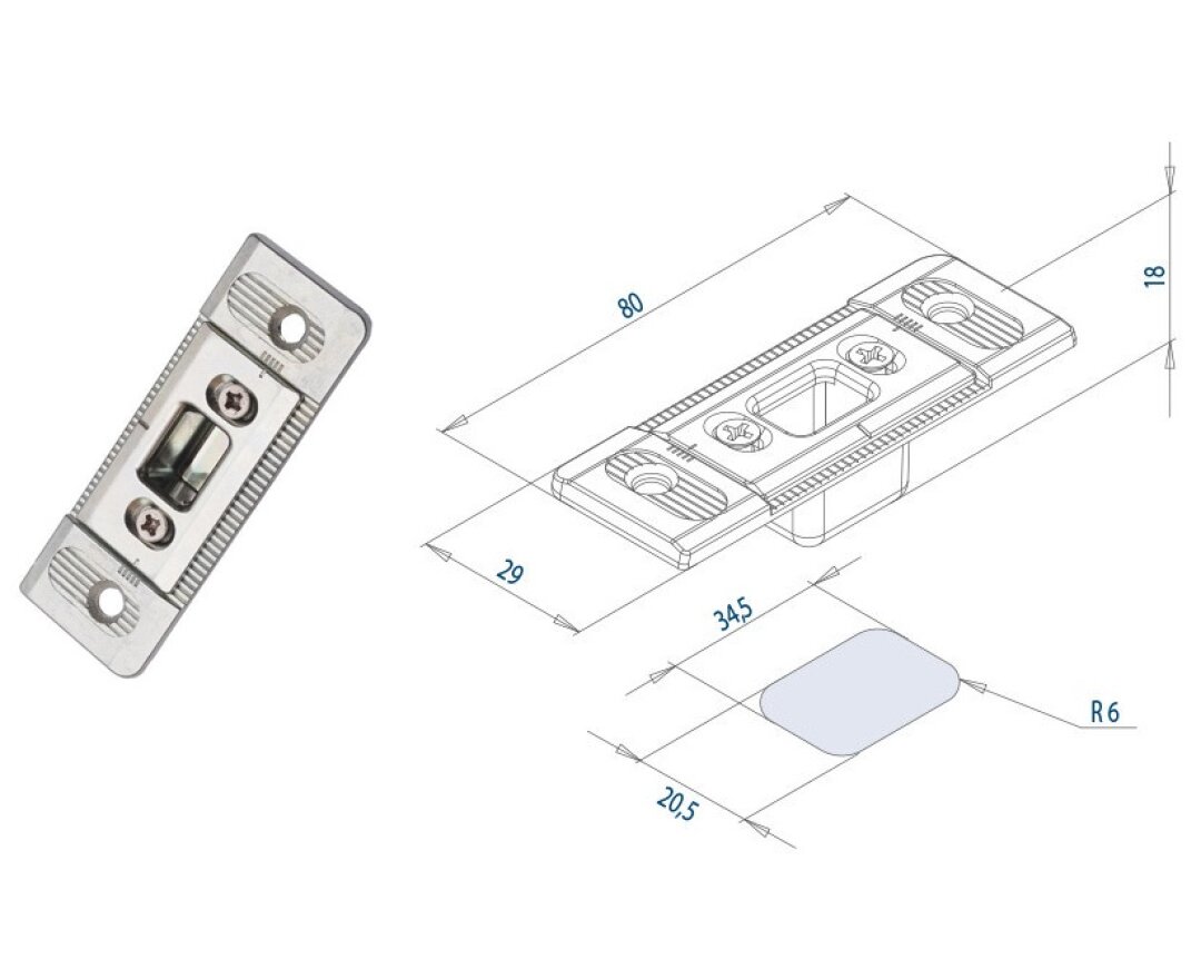 Zaczep progowy rygla 1-otworowy z regulacją- fot-