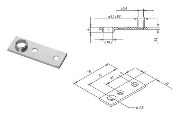 Prowadzenie pręta skrzydła biernego Fuhr Srebrny
