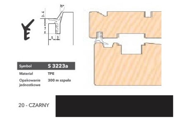 Uszczelka okienna przylgniowa S3223a – 300 m Deventer Czarny