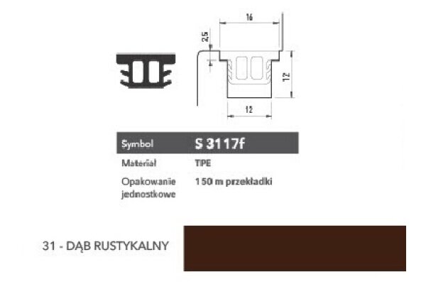 Uszczelka okienna przylgniowa S3117f – 100 m Deventer Brąz rustykalny