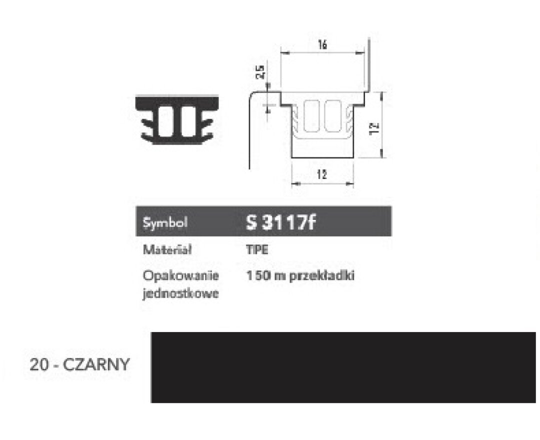 Uszczelka okienna przylgniowa S3117f – 100 m- fot-