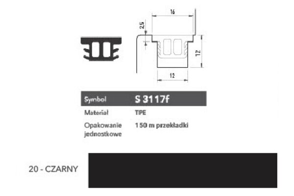 Uszczelka okienna przylgniowa S3117f – 100 m Deventer Czarny