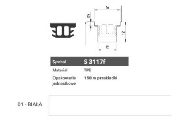 Uszczelka okienna przylgniowa S3117f – 100 m Deventer Biały