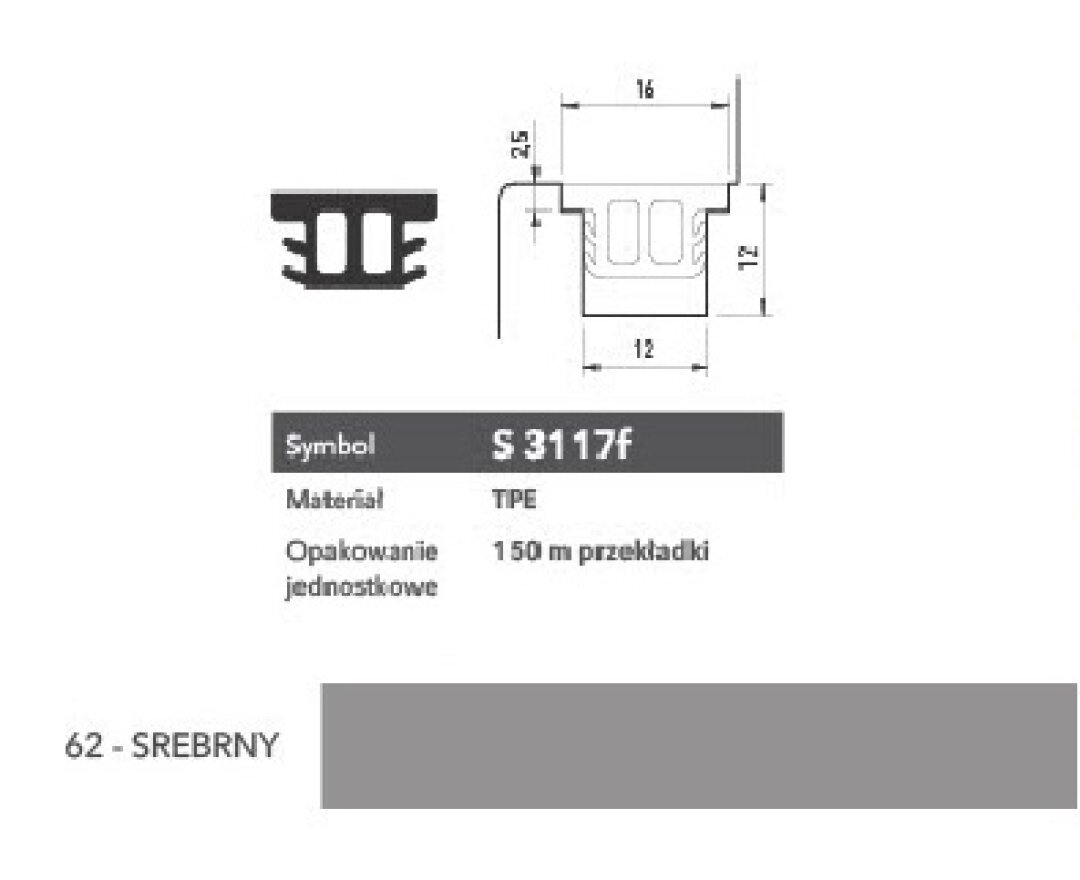 Uszczelka okienna przylgniowa S3117f – 100 m- fot-