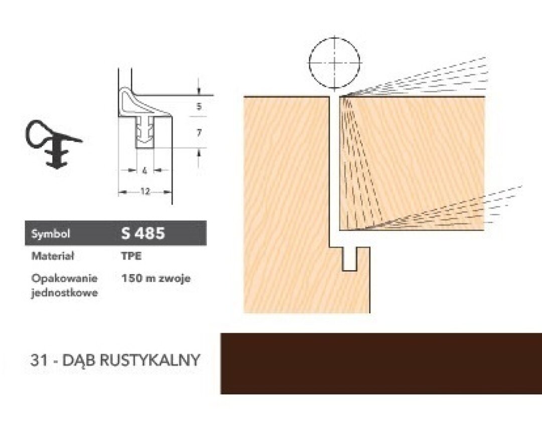 Uszczelka do drzwi wewnętrznych S485 – 150 m- fot-