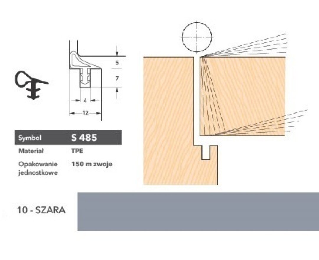 Uszczelka do drzwi wewnętrznych S485 – 150 m- fot-