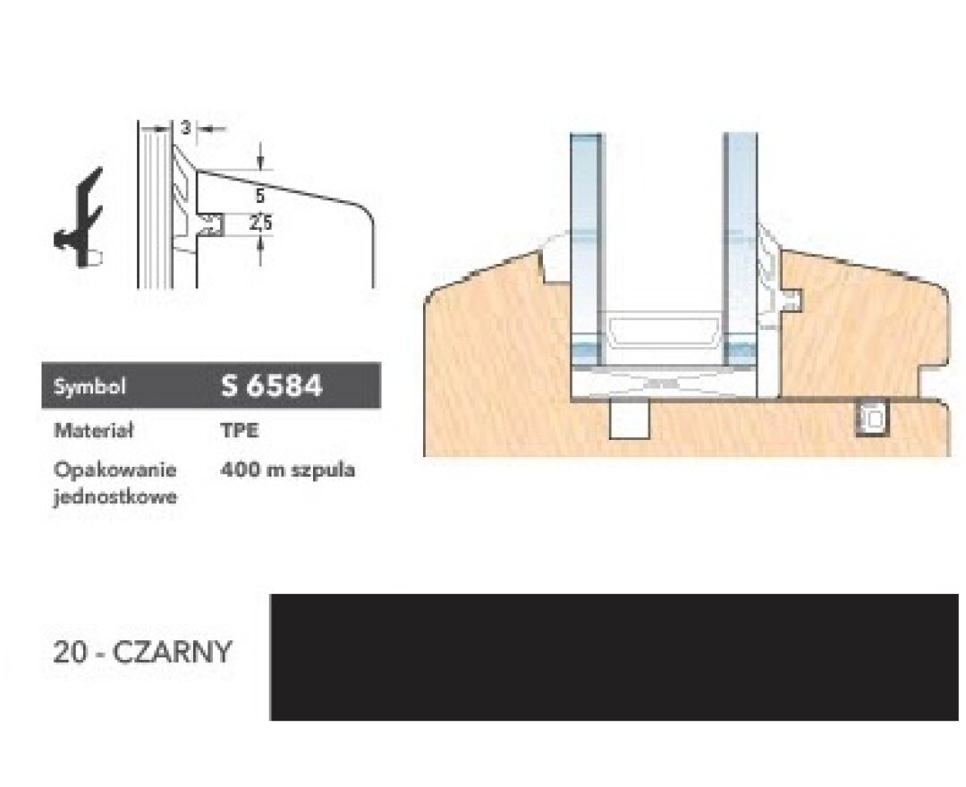 Uszczelka okienna przylgniowa S6584 – 400 m- fot-