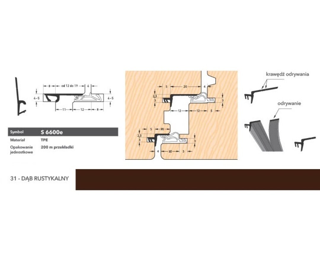 Uszczelka okienna do ruchomego słupka S6600 – 200 m- fot-