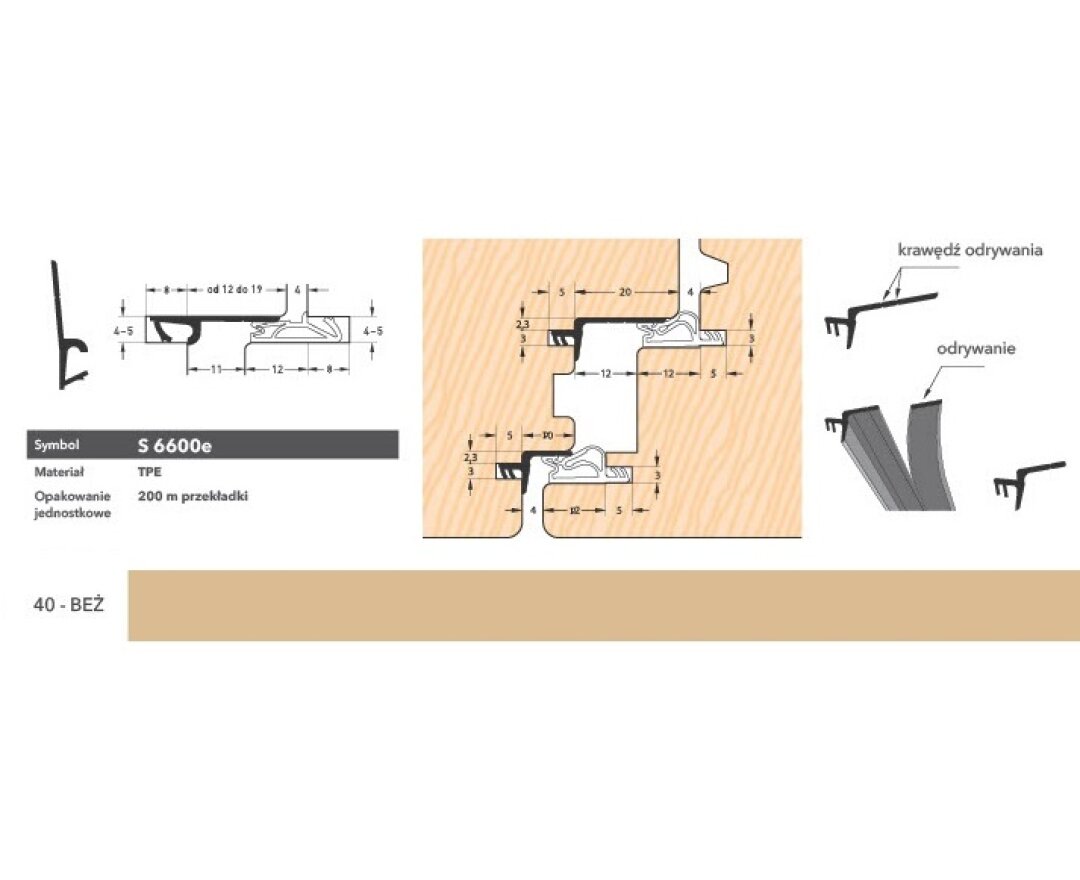 Uszczelka okienna do ruchomego słupka S6600 – 200 m- fot-