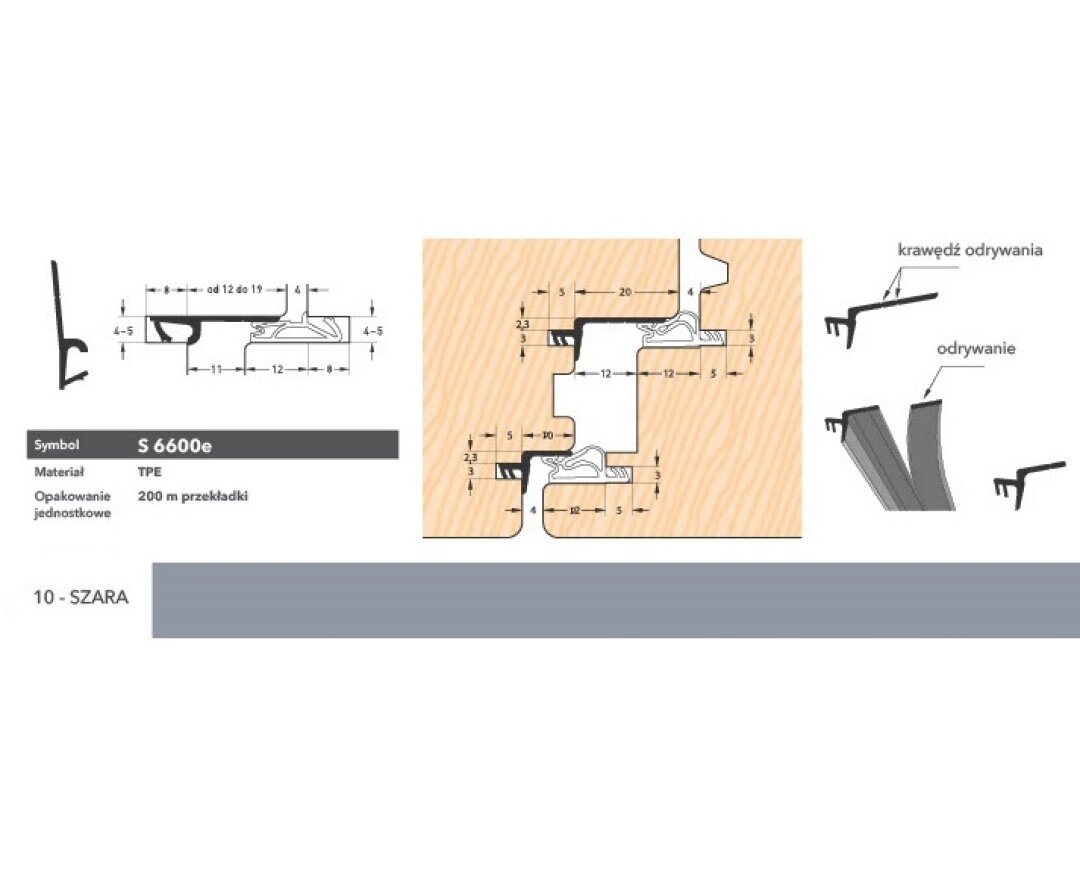 Uszczelka okienna do ruchomego słupka S6600 – 200 m- fot-