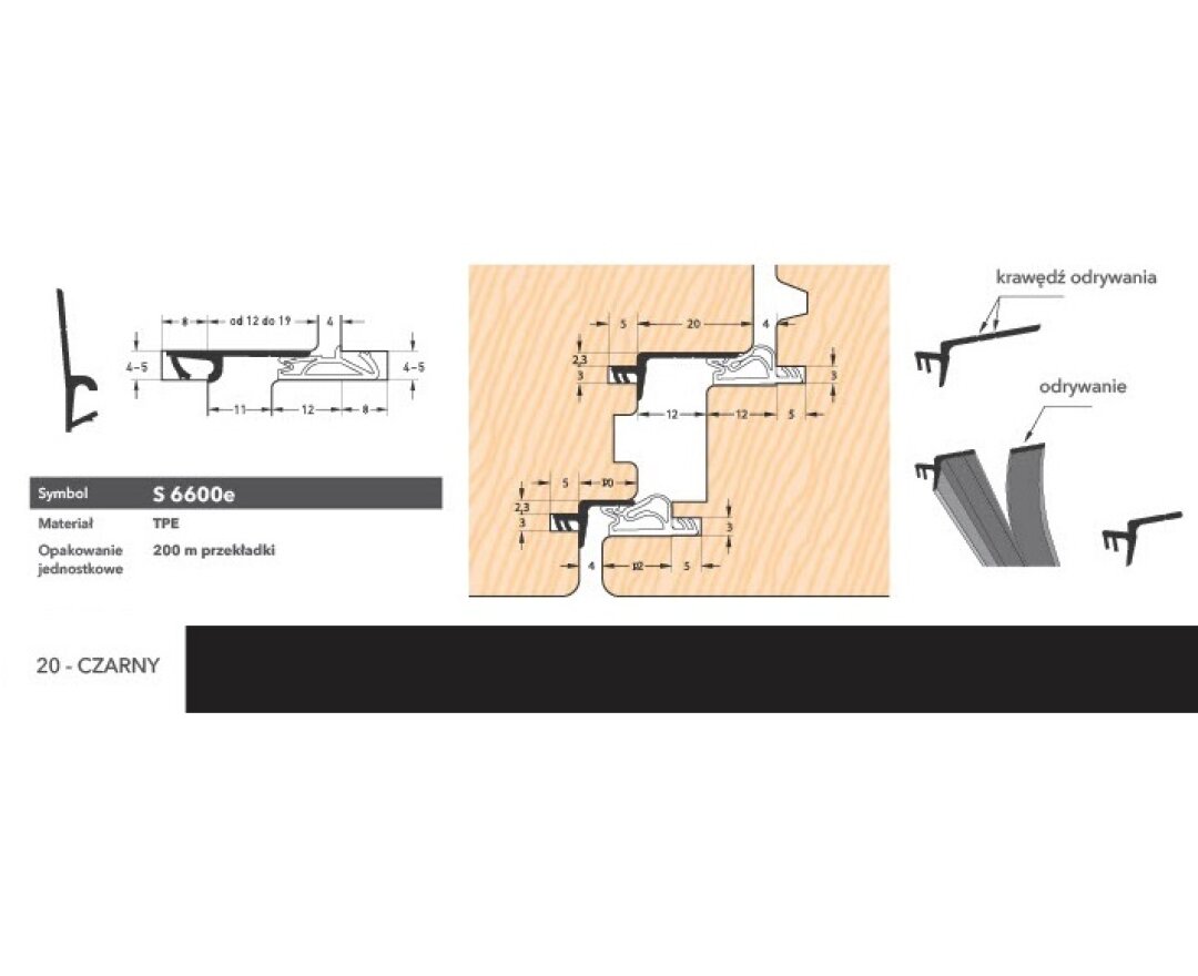 Uszczelka okienna do ruchomego słupka S6600 – 200 m- fot-