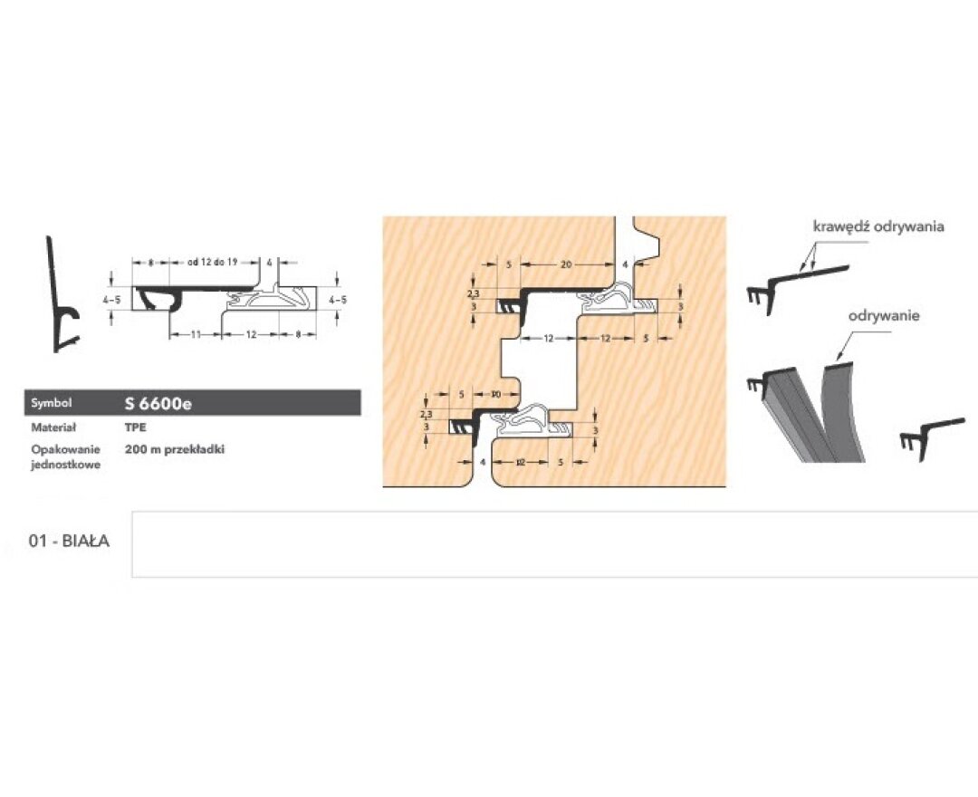 Uszczelka okienna do ruchomego słupka S6600 – 200 m- fot-