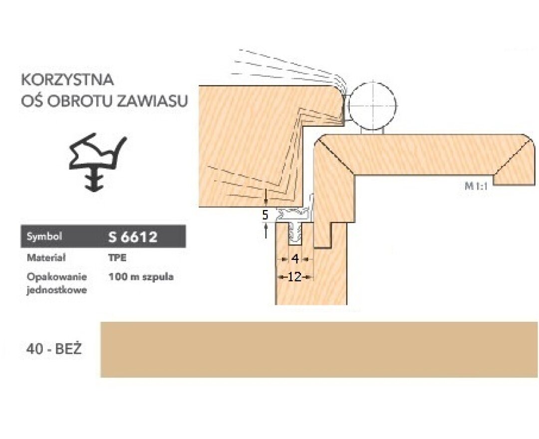 Uszczelka do drzwi wewnętrznych S6612 - 100 m- fot-