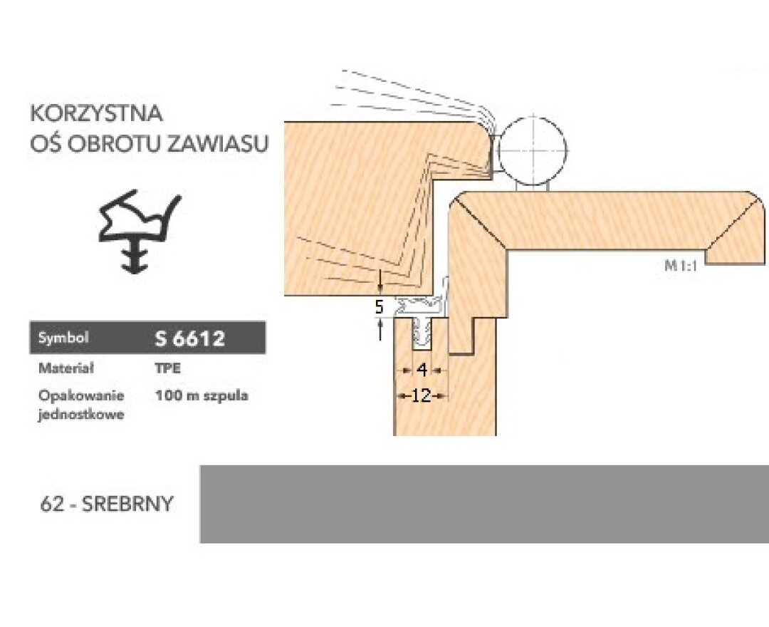 Uszczelka do drzwi wewnętrznych S6612 - 100 m- fot-
