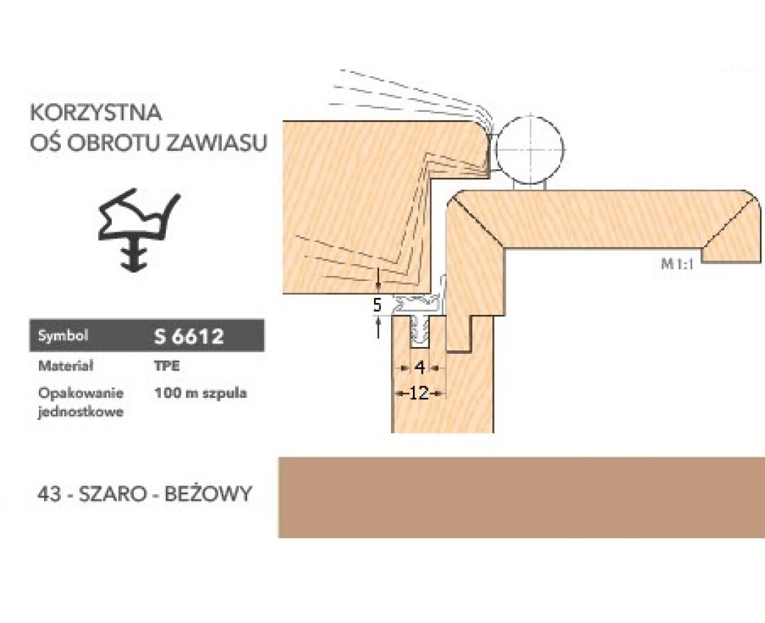 Uszczelka do drzwi wewnętrznych S6612 - 100 m- fot-