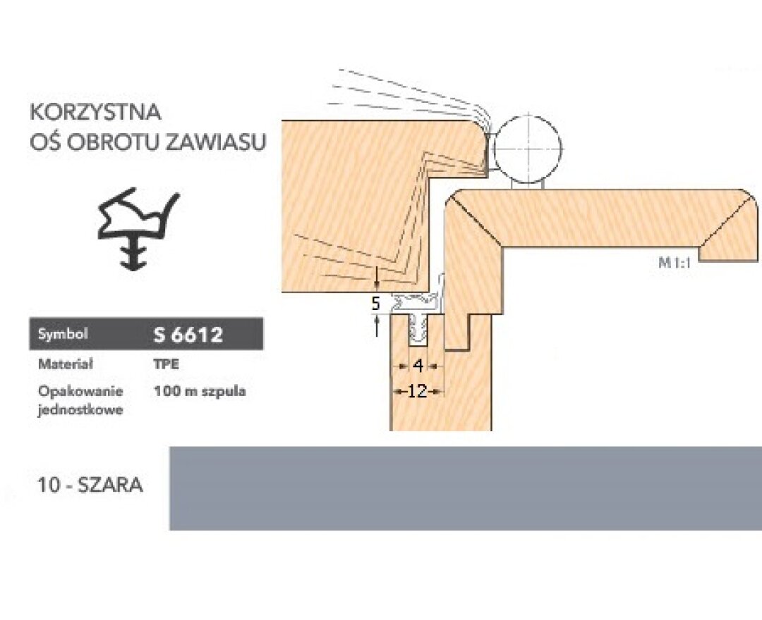 Uszczelka do drzwi wewnętrznych S6612 - 100 m- fot-