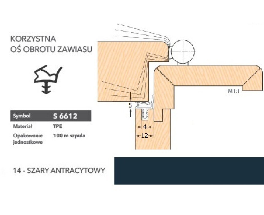 Uszczelka do drzwi wewnętrznych S6612 - 100 m- fot-