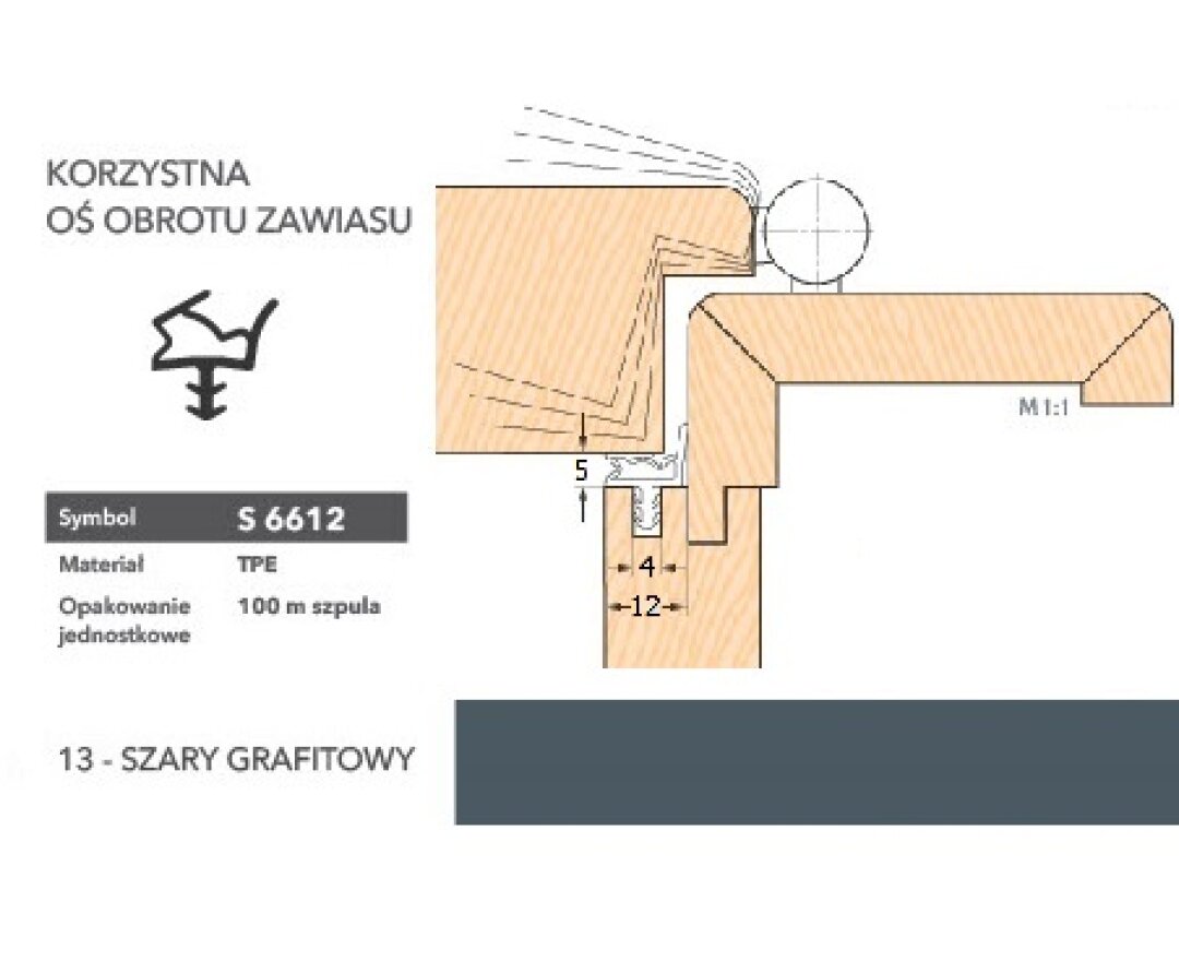 Uszczelka do drzwi wewnętrznych S6612 - 100 m- fot-