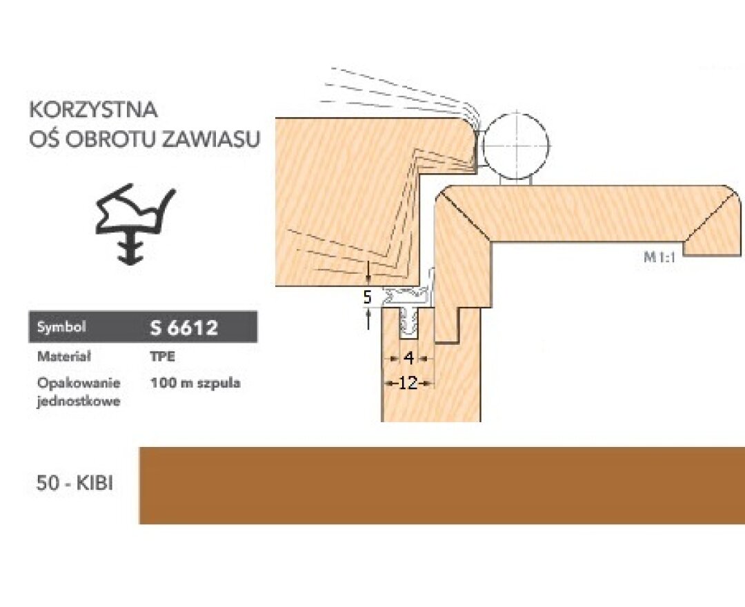 Uszczelka do drzwi wewnętrznych S6612 - 100 m- fot-