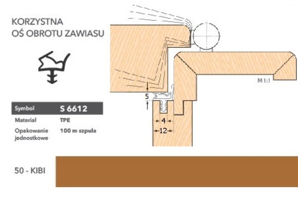 Uszczelka do drzwi wewnętrznych S6612 - 100 m Deventer Kibi