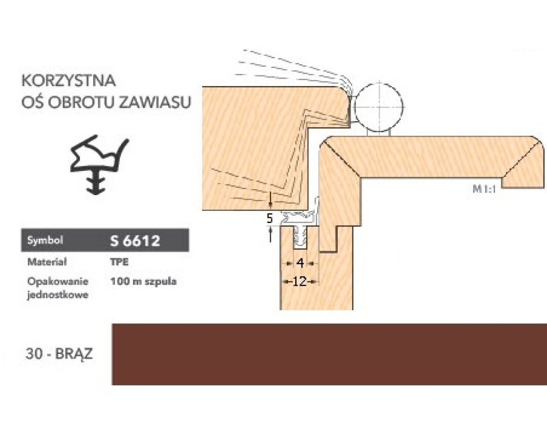 Uszczelka do drzwi wewnętrznych S6612 - 100 m- fot-