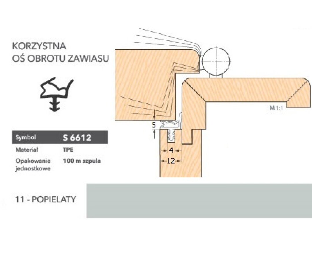 Uszczelka do drzwi wewnętrznych S6612 - 100 m- fot-