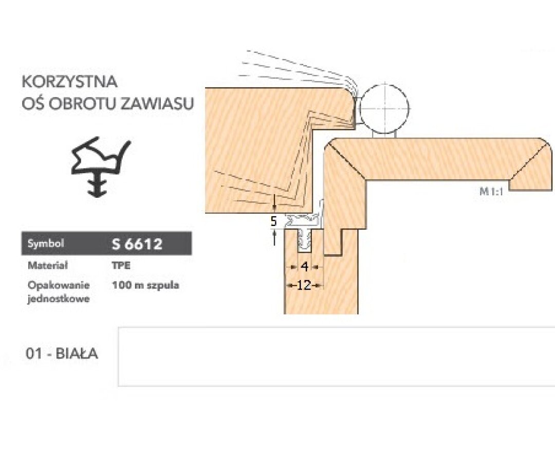 Uszczelka do drzwi wewnętrznych S6612 - 100 m- fot-