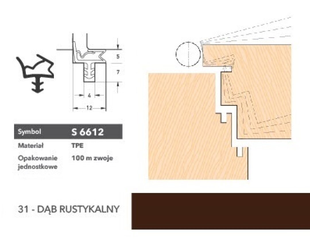 Uszczelka do drzwi wewnętrznych S6612 - 100 m- fot-