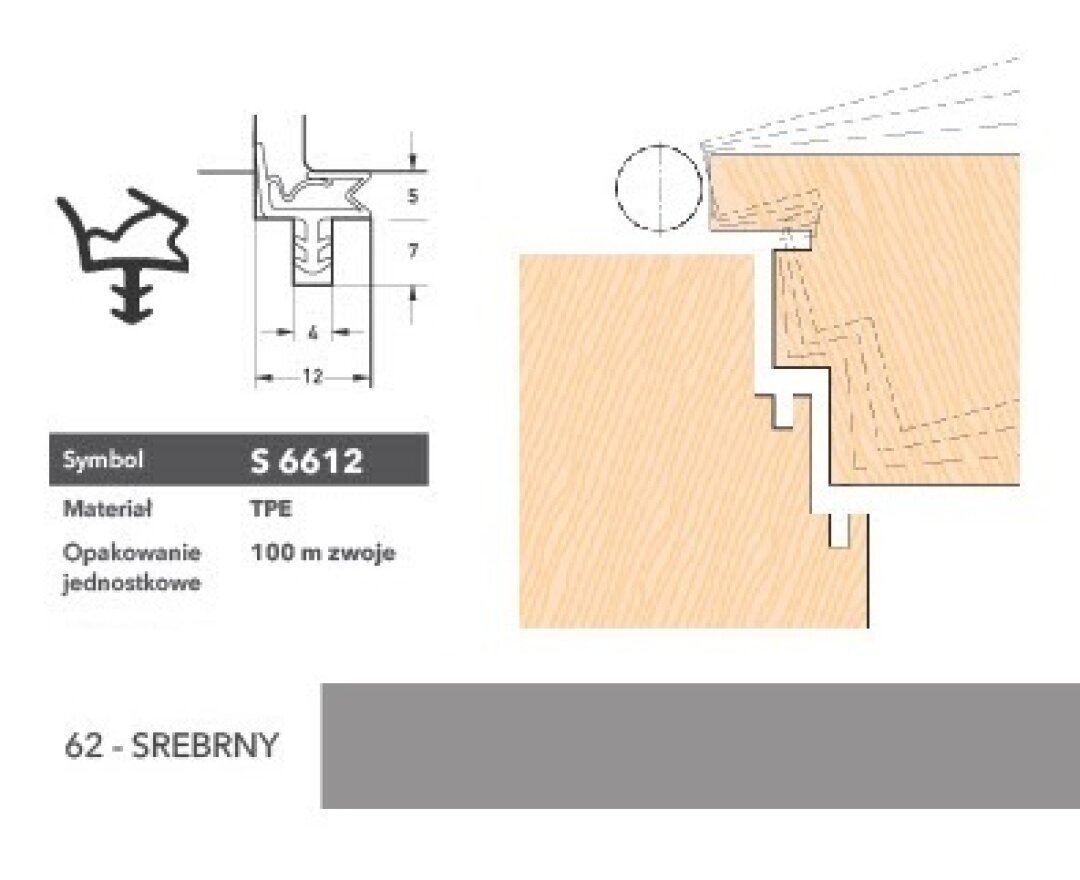 Uszczelka do drzwi wewnętrznych S6612 - 100 m- fot-