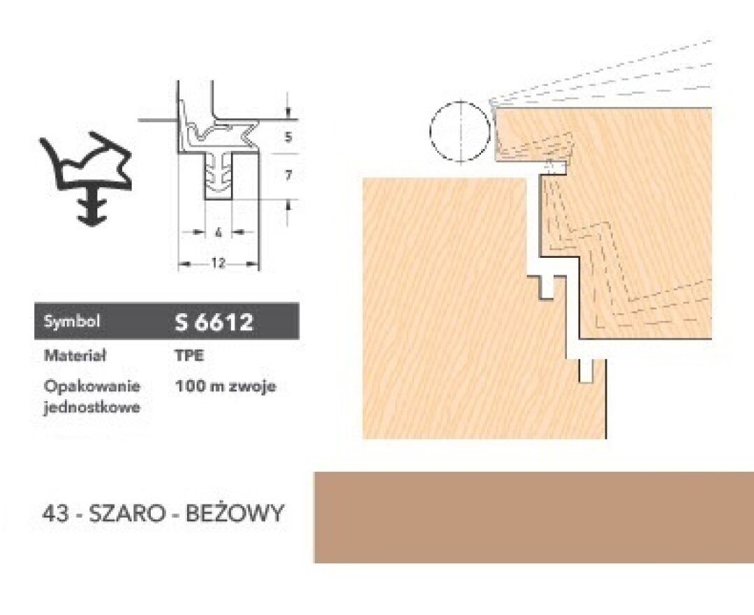 Uszczelka do drzwi wewnętrznych S6612 - 100 m- fot-