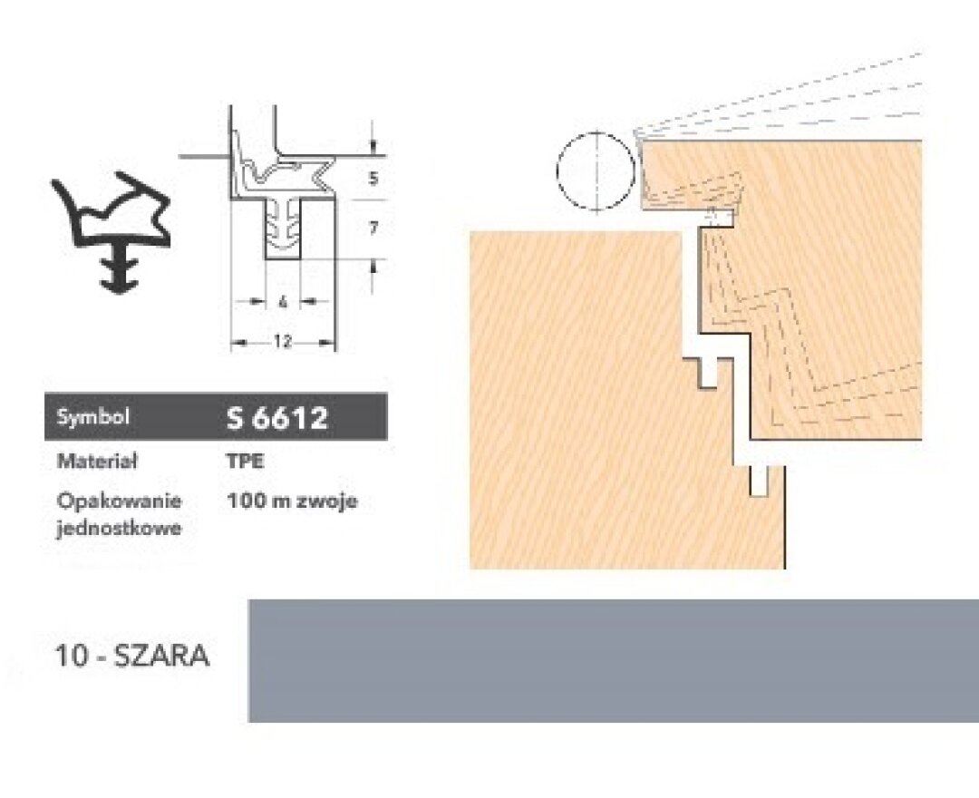 Uszczelka do drzwi wewnętrznych S6612 - 100 m- fot-