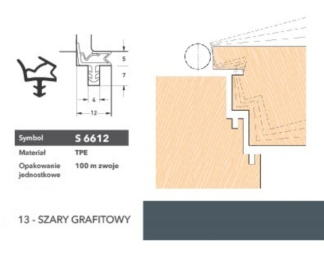 Uszczelka do drzwi wewnętrznych S6612 - 100 m- fot-