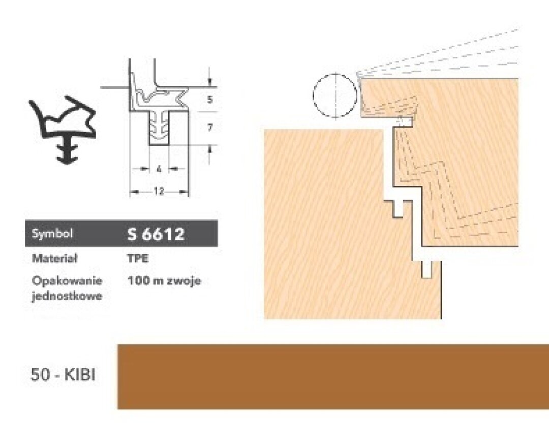 Uszczelka do drzwi wewnętrznych S6612 - 100 m- fot-