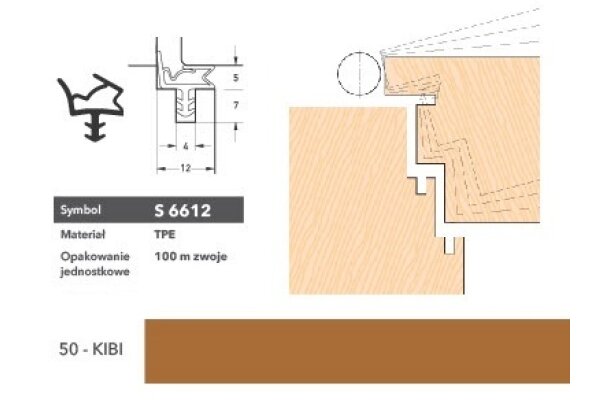 Uszczelka do drzwi wewnętrznych S6612 - 100 m Deventer Kibi