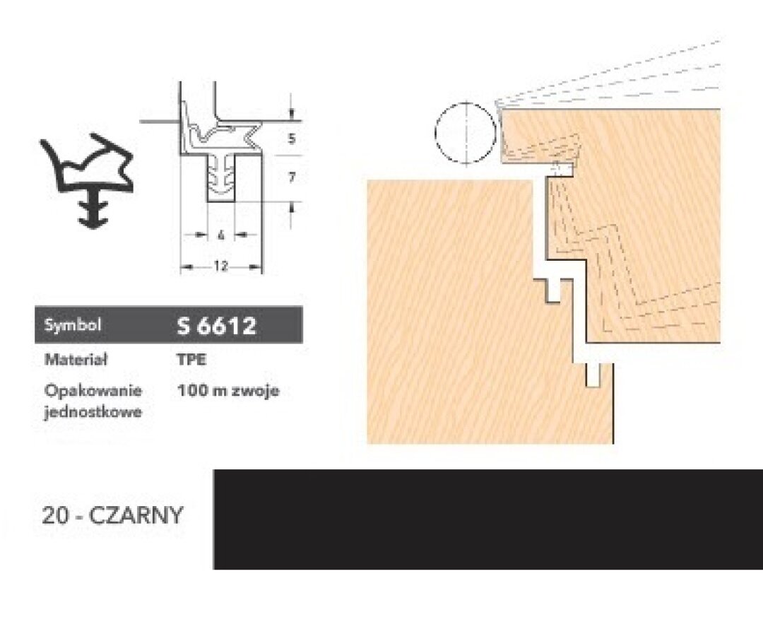 Uszczelka do drzwi wewnętrznych S6612 - 100 m- fot-