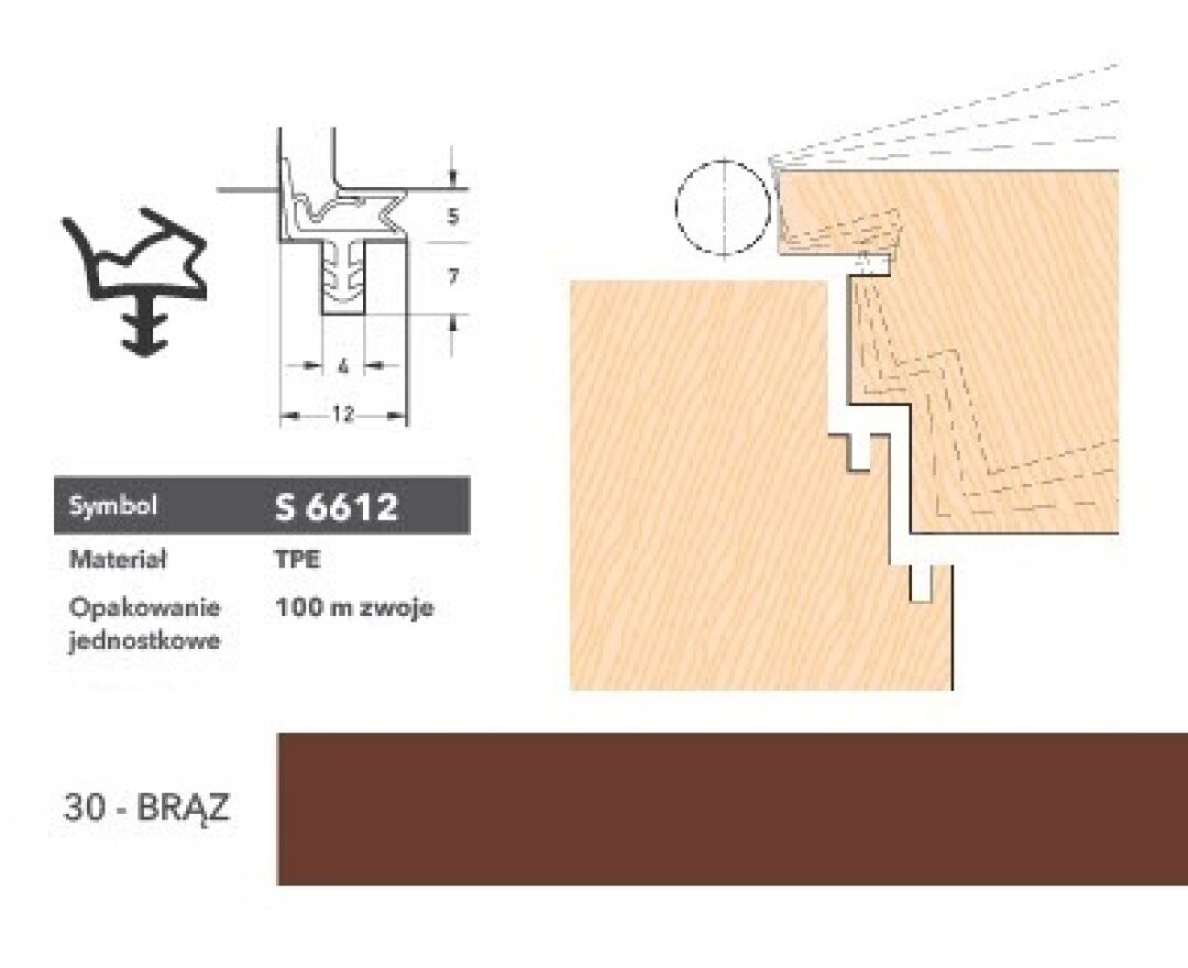 Uszczelka do drzwi wewnętrznych S6612 - 100 m- fot-