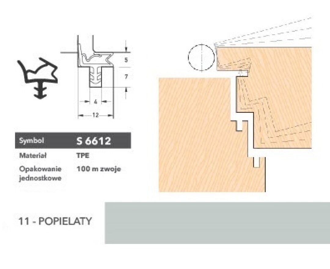 Uszczelka do drzwi wewnętrznych S6612 - 100 m- fot-